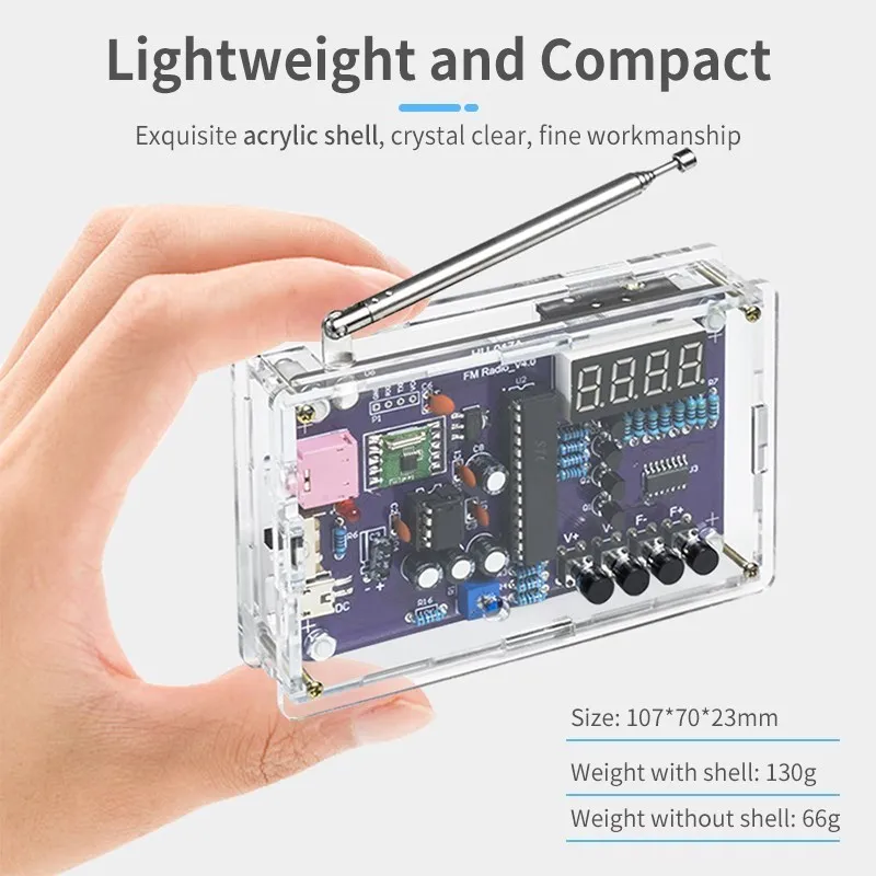 RDA5807S Radio Assembly Kit FM Circuits Board Single Chip Computer DIY Electronic Welding Practice Dual Power Supply 87-108MHz