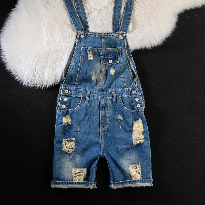 

Мужские джинсовые шорты в стиле ретро с эффектом потертости, летние, модные, с дырками, с поясом, в рабочем стиле, повседневные, длиной до колена