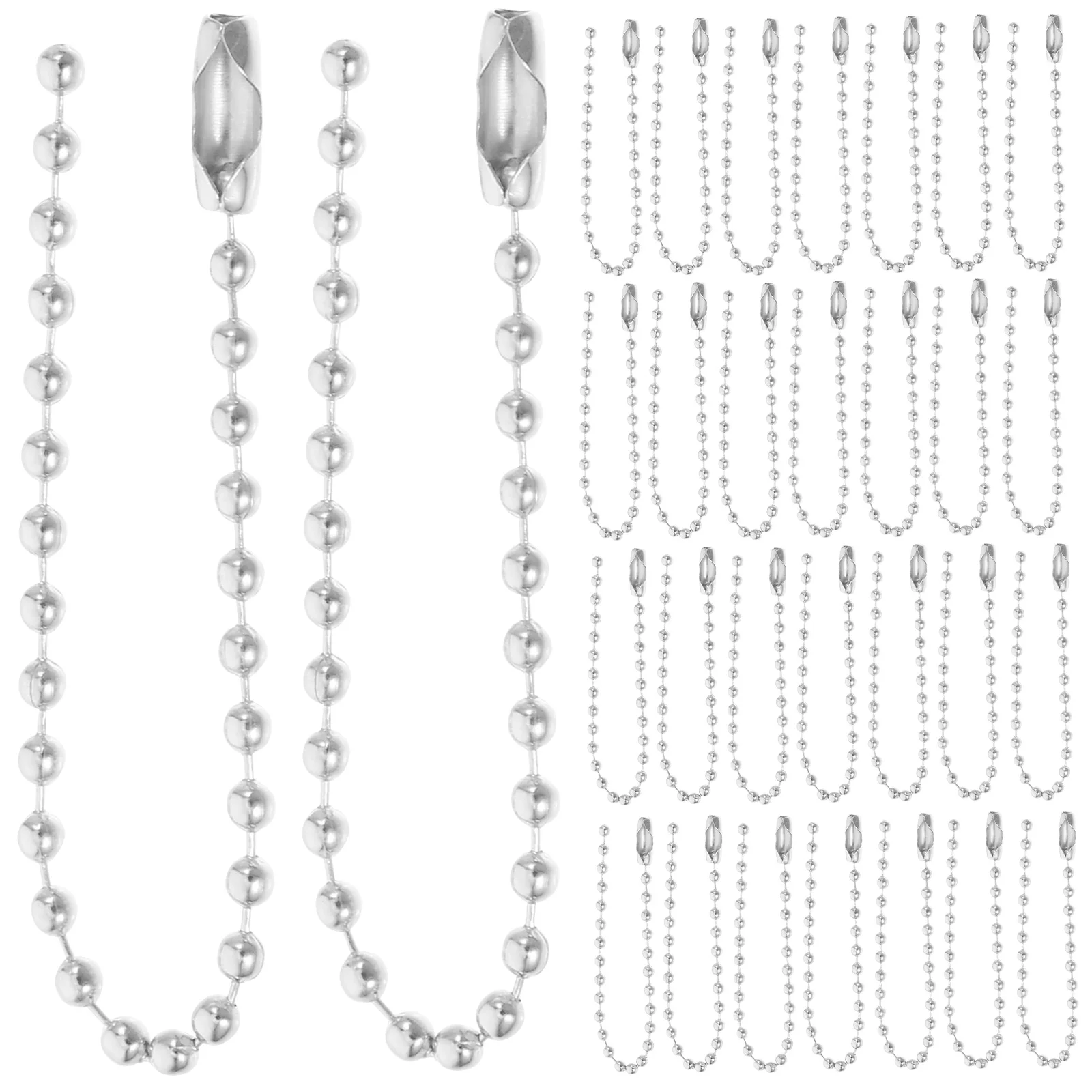 

100Pcs Metal Bead Chain Key Rings Antiqued Adjustable Ball Chain Tag Connector for Jewelry Making Accessories 2.4mm