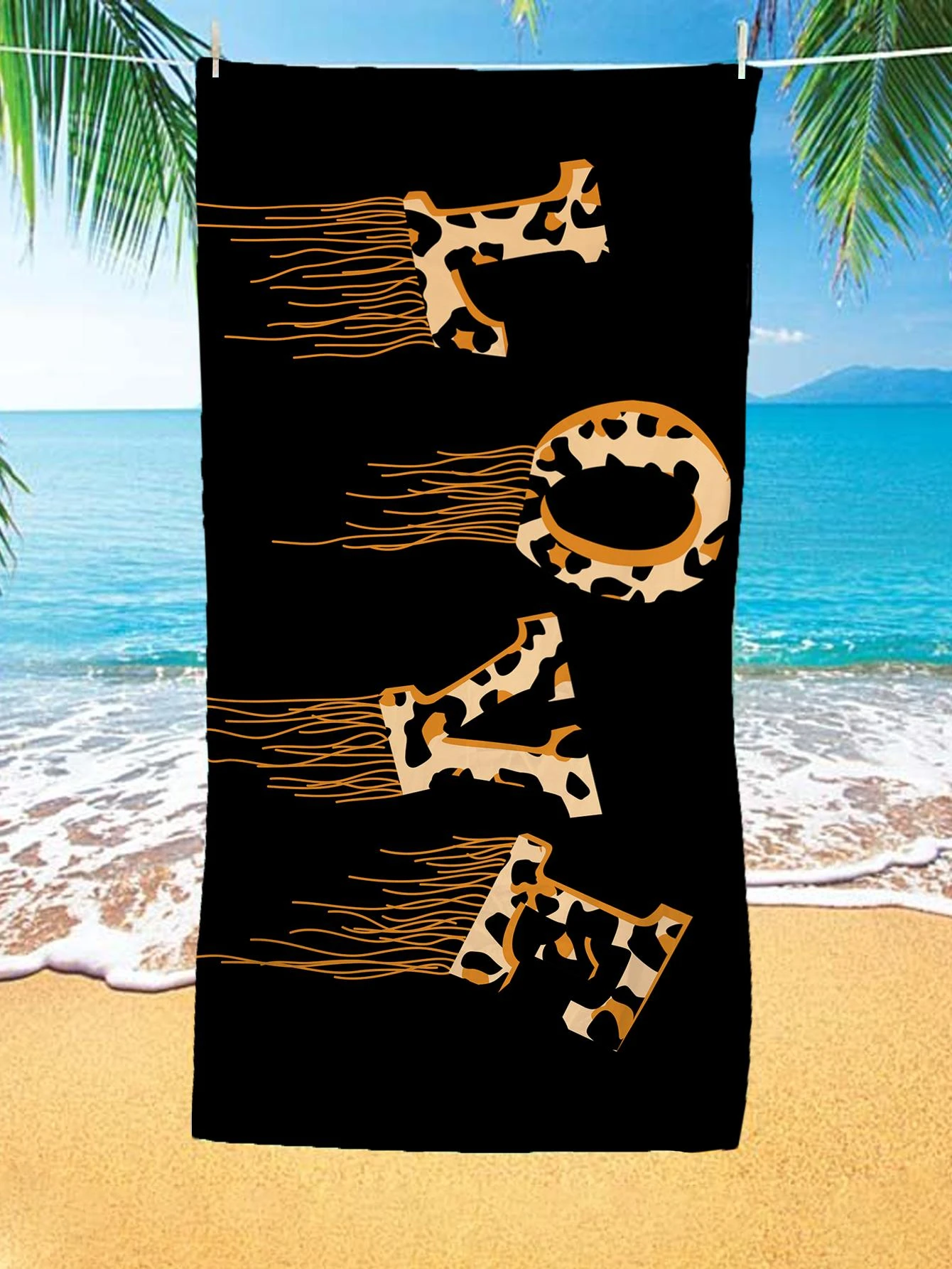 

Модное быстросохнущее пляжное полотенце из полиэстера с леопардовым принтом, с 2D-принтом, всесезонное, легкое, мягкое, унисекс для плавания/серфии