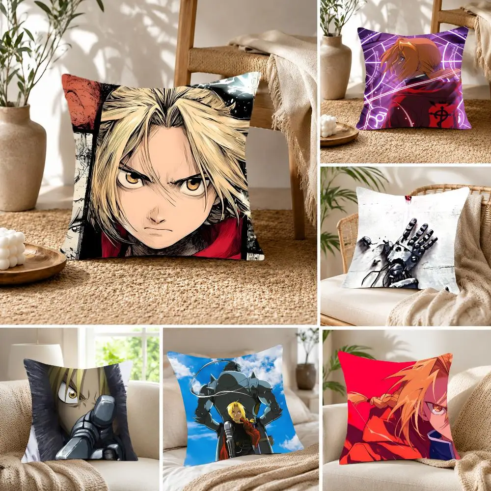 Adventure Shonen Manga F-Fullmetal Alchemist Cushion Cover Fluffy velvet Nordic style plush Living room sofa decorative