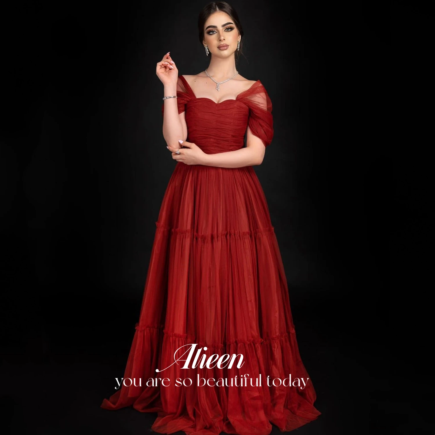 

Aileen Evening Dresses Woman Elegant and Pretty Women's Dresses for Prom Eid Al-fitr Dubai Luxury Evening Dress Es Claret Mesh