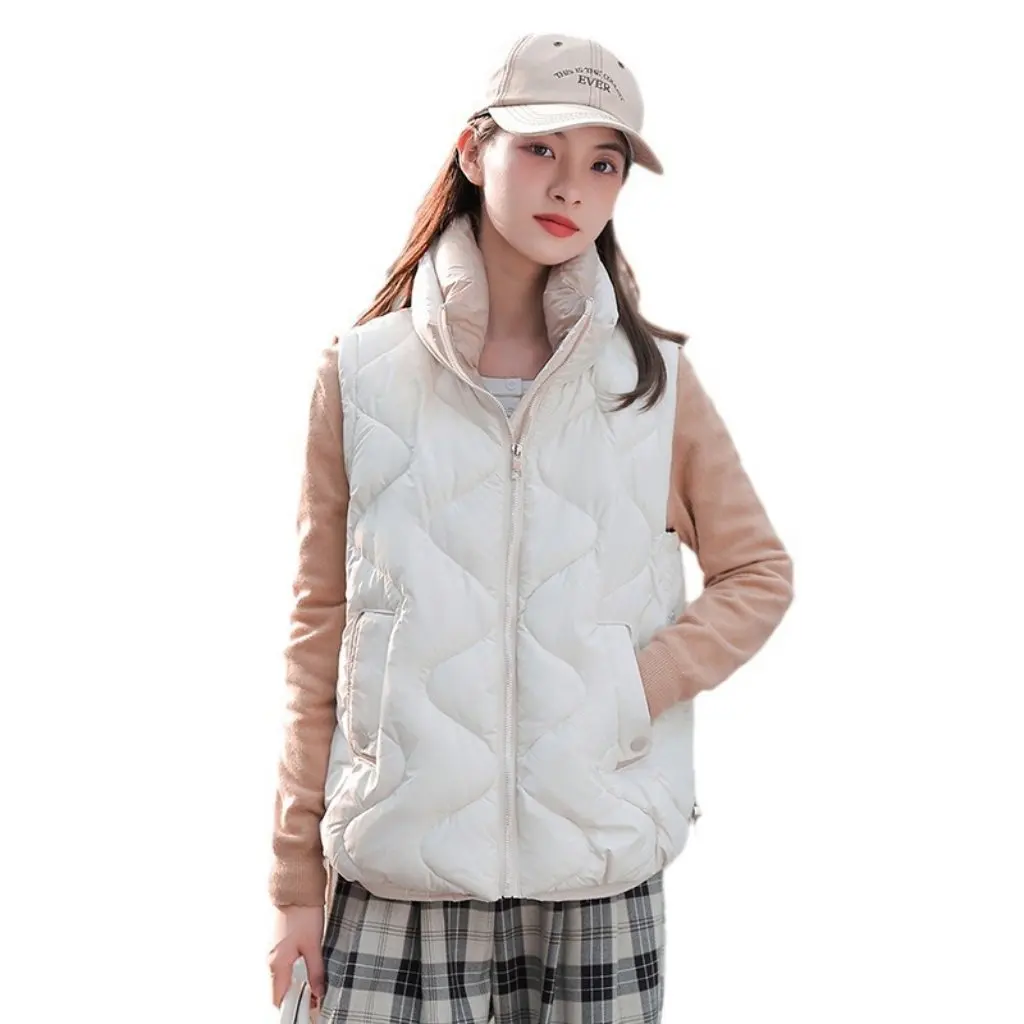 

Женский пуховый хлопковый жилет, осенне-зимний новый стиль, не стираемая куртка, яркий верхний наряд, повседневный жилет