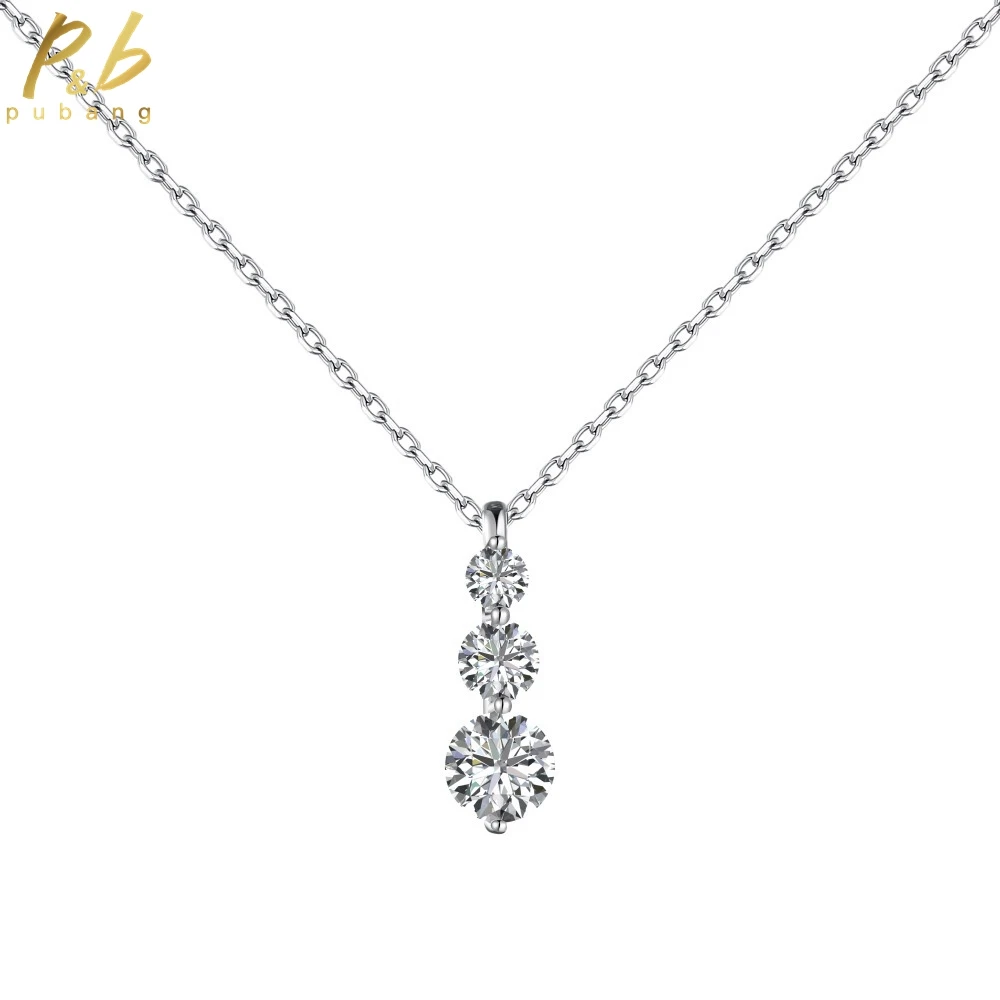 

PuBang Fine Jewelry Luxury Pendant Necklace 925 Sterling Silver Created Moissanite for Women Engagement Party Gift Free Shipping