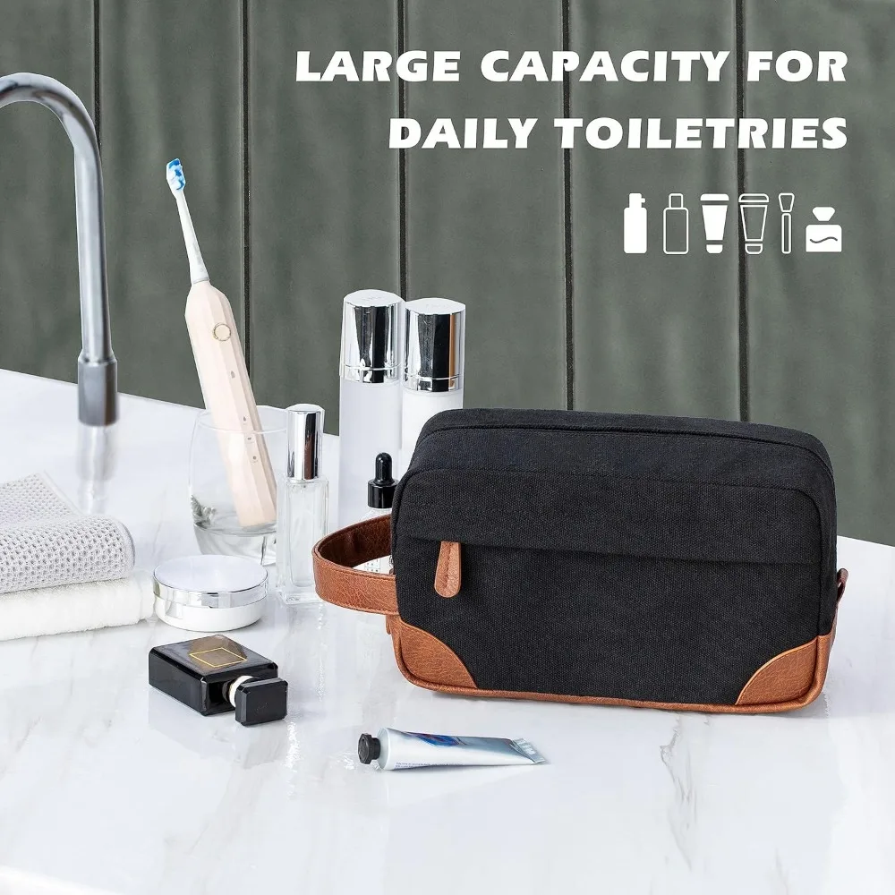 Travel Toiletry Bag Leather Canvas Toiletry Bags Dopp Kit Shaving Kit Storage Holder Shaving Bag Strorage Travel Accessories