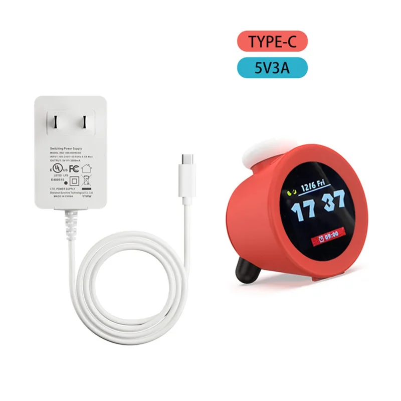 ABKI-5V 3A USB-C محول الطاقة لساعة الصوت لإنذار 15 واط الطاقة الولايات المتحدة التوصيل