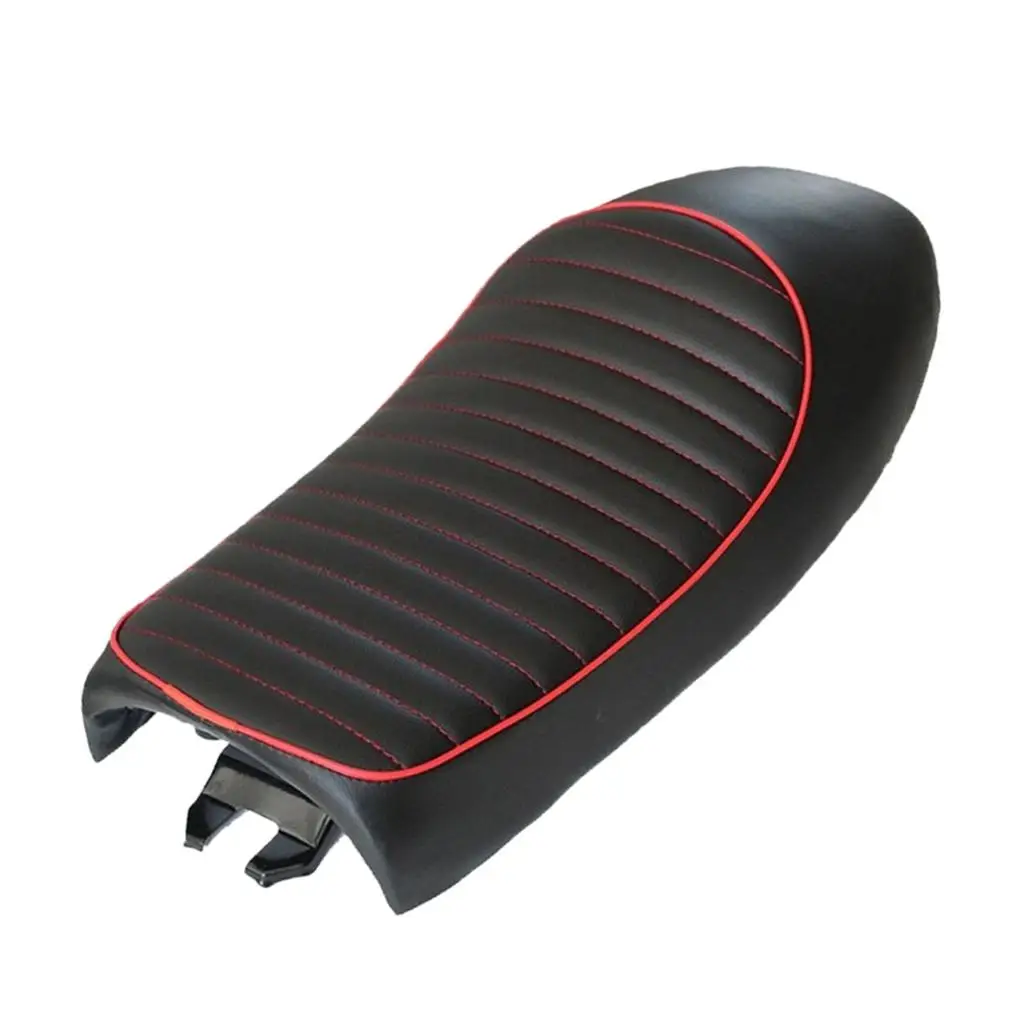 

Black rbike Cafe Racer rcycle Styling Saddle Seat Waterproof w/ Red