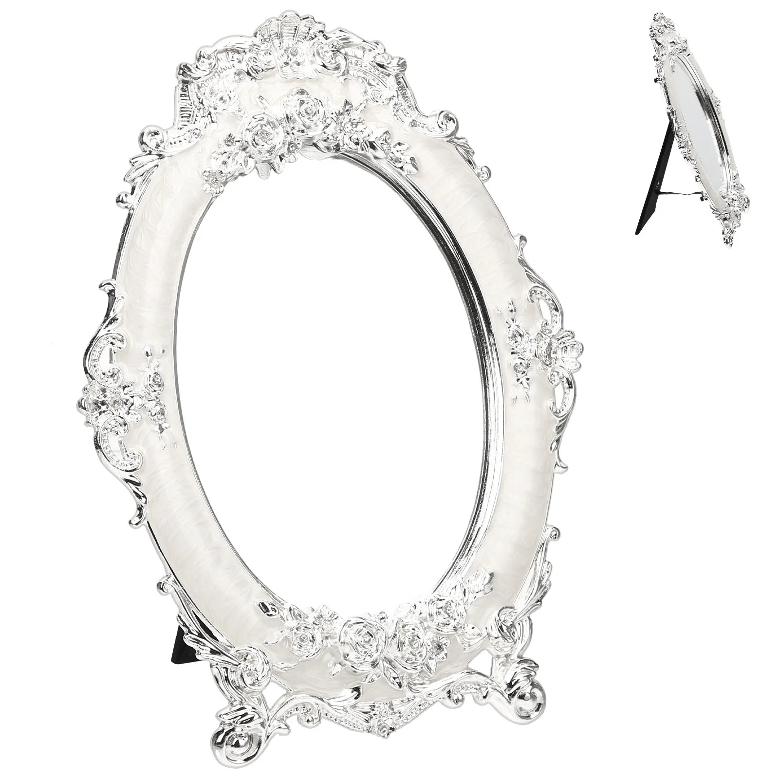 

Настольное металлическое зеркало для макияжа в стиле ретро, винтажное настольное зеркало, декор для туалетного столика с поверхностью высокого разрешения