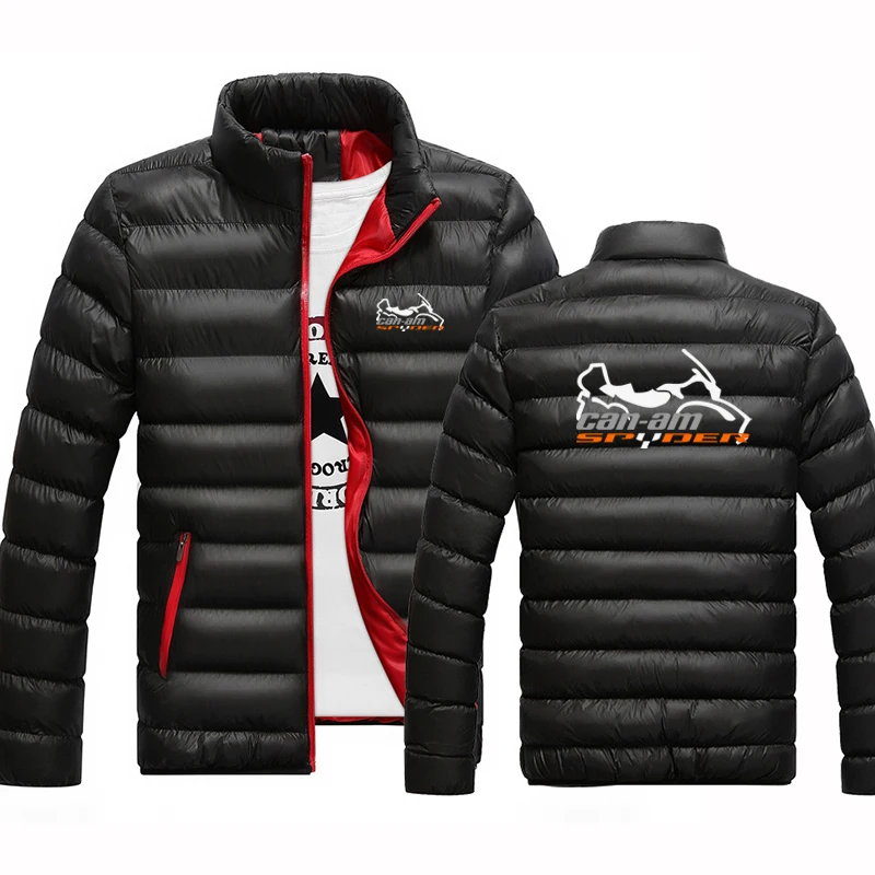 2024 Autumn Winter Men's Can Am Team Spyder Motorcycles Logo Print Fashion Solid Color Cold Proof Warm Zipper Cotton Down Jacket