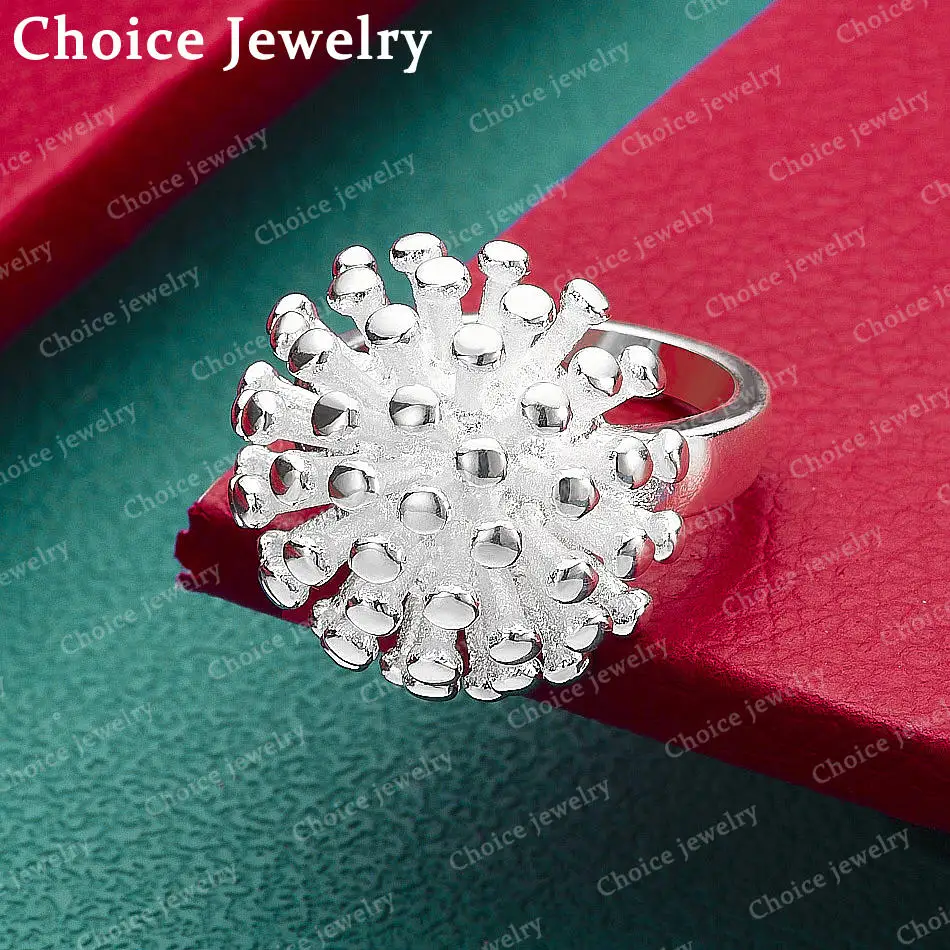 925 Sterling Silver Round Coral Rings For Women Engagement Wedding Ring Fashion Party Charms Jewelry Accessories