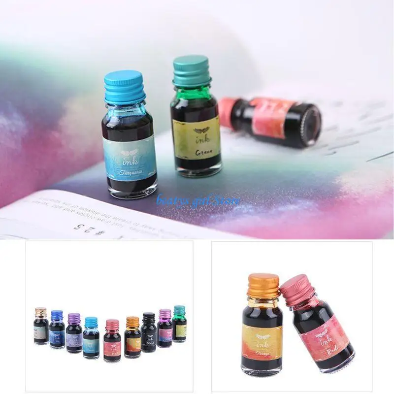C7AB 10 Bottle Dip Pen Set Colorful Drawing Dip Pen for Beginner Art Drawing