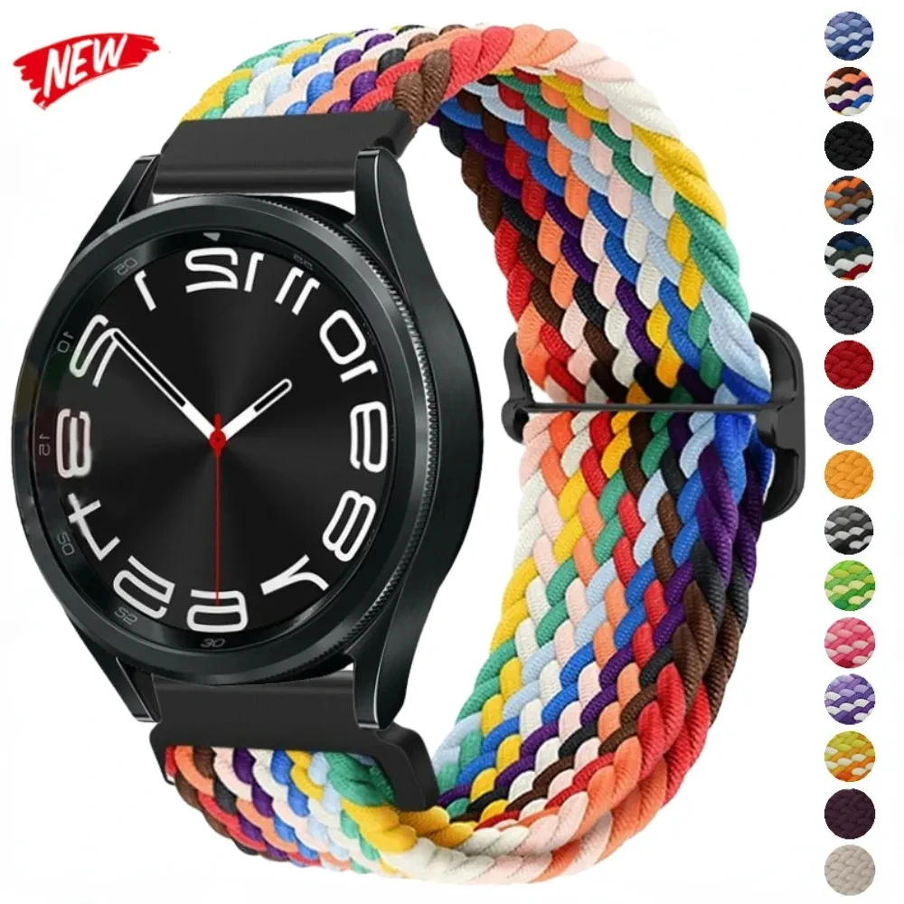 

20mm Braided Solo Loop Strap for Samsung Galaxy Watch 6/5/4 44mm 40mm/Classic 47mm 43mm 46mm42mm Nylon Bracelet Watch 5 Pro 45mm