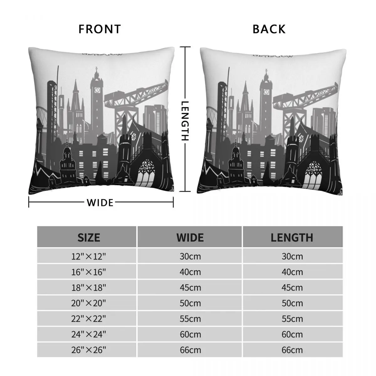 Glasgow Skyline Pillowcase Polyester Linen Velvet Creative Zip Decor Throw Pillow Case Home Cushion Case Wholesale