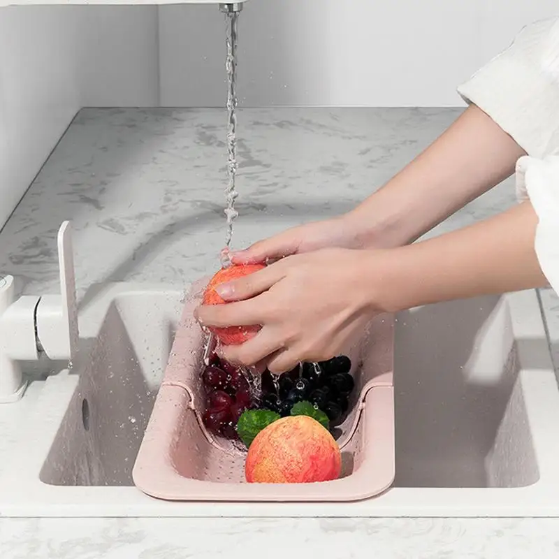 Kitchen Expandable Colander Retractable Sink Drain Basket Over The Sink Dish Sink Filter Water Basket Fruit Vegetable Basket