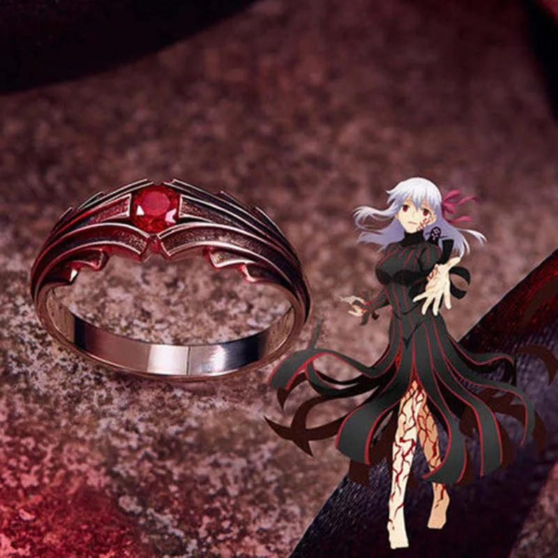 Anime Fate Stay Night Rings Vintage Matou Sakura Vintage Red Crystal Adjustable Ring Men Women Props Cosplay jewelry Gift