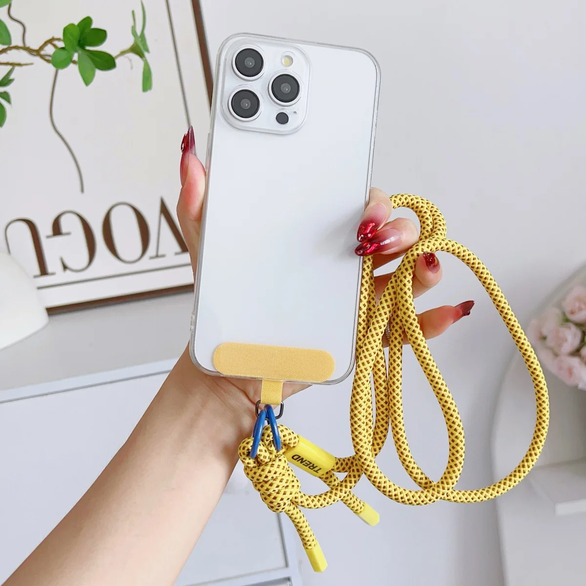 1 قطعة حبل الهاتف الطويل العالمي طول قابل للتعديل الرقبة معلقة حبل Crossbody حبل مع مشبك اتصال جراب هاتف