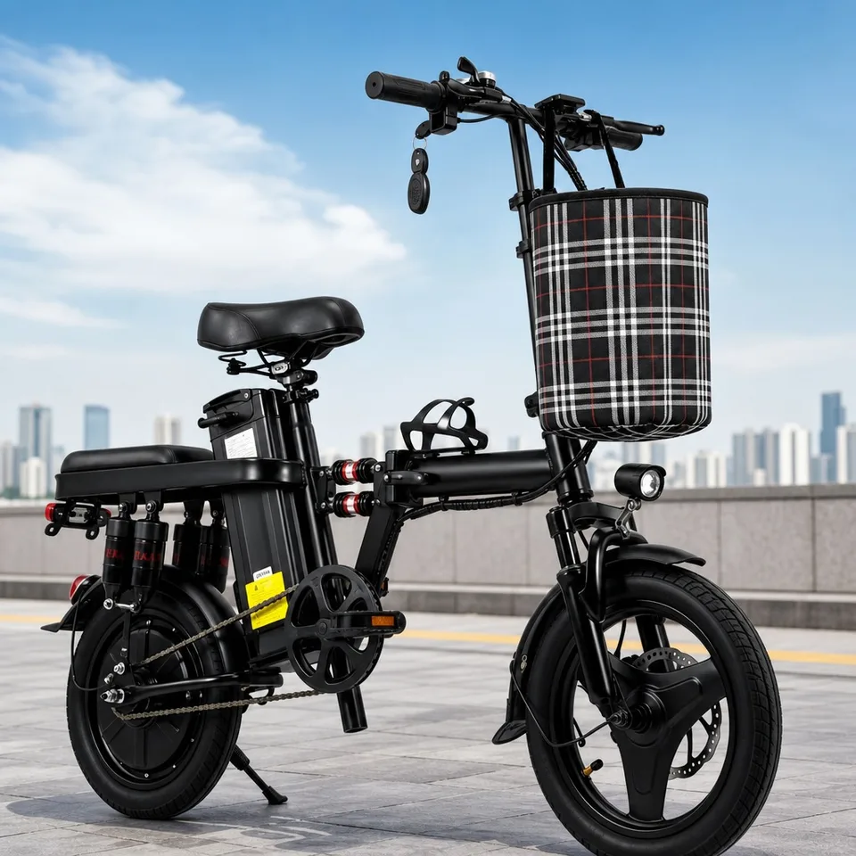 Foldable Electric Bike for Adults 500W 48V 15Ah 14" Tires 8 Shock Absorbers Portable Commuter E-Bicycle Folding Scooter image 3