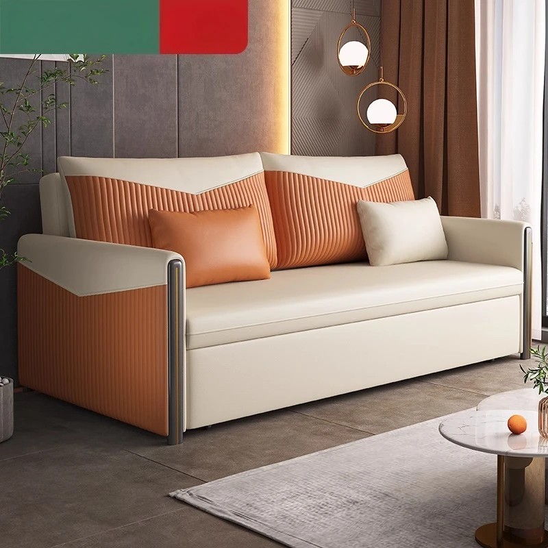 

Light luxury leave-in technology cloth sofa bed dual-purpose multi-function push-pull foldable living room size three people