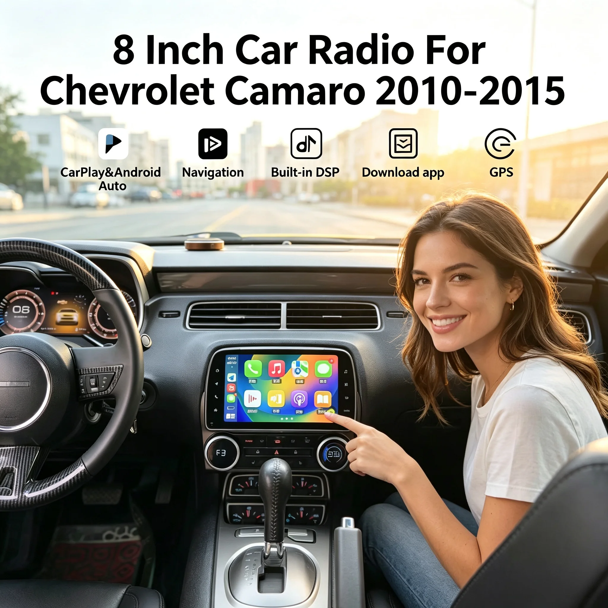 8 inch Android 14 For Chevrolet Camaro 2010-2015 Car Radio Stereo Multimedia Player Tape Recorder Auto Audio GPS Navi Head Unit