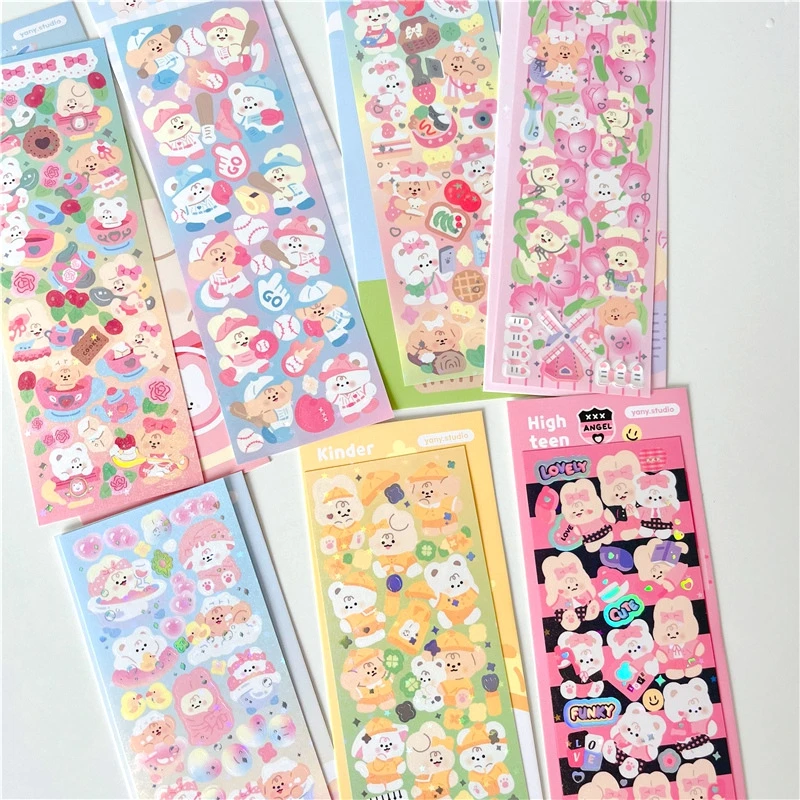 

7Pcs Korean ins Cute Dog Decorative Stickers Hand Account Idol Card DIY Material Scrapbooking Sticker Kawaii Stationery