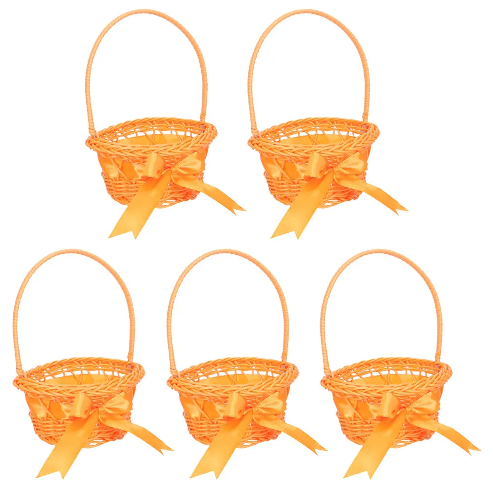 

5pcs Woven Storage Baskets With Handles Small Flower Baskets For Home Garden Wedding Decorative Basket Natural Touch