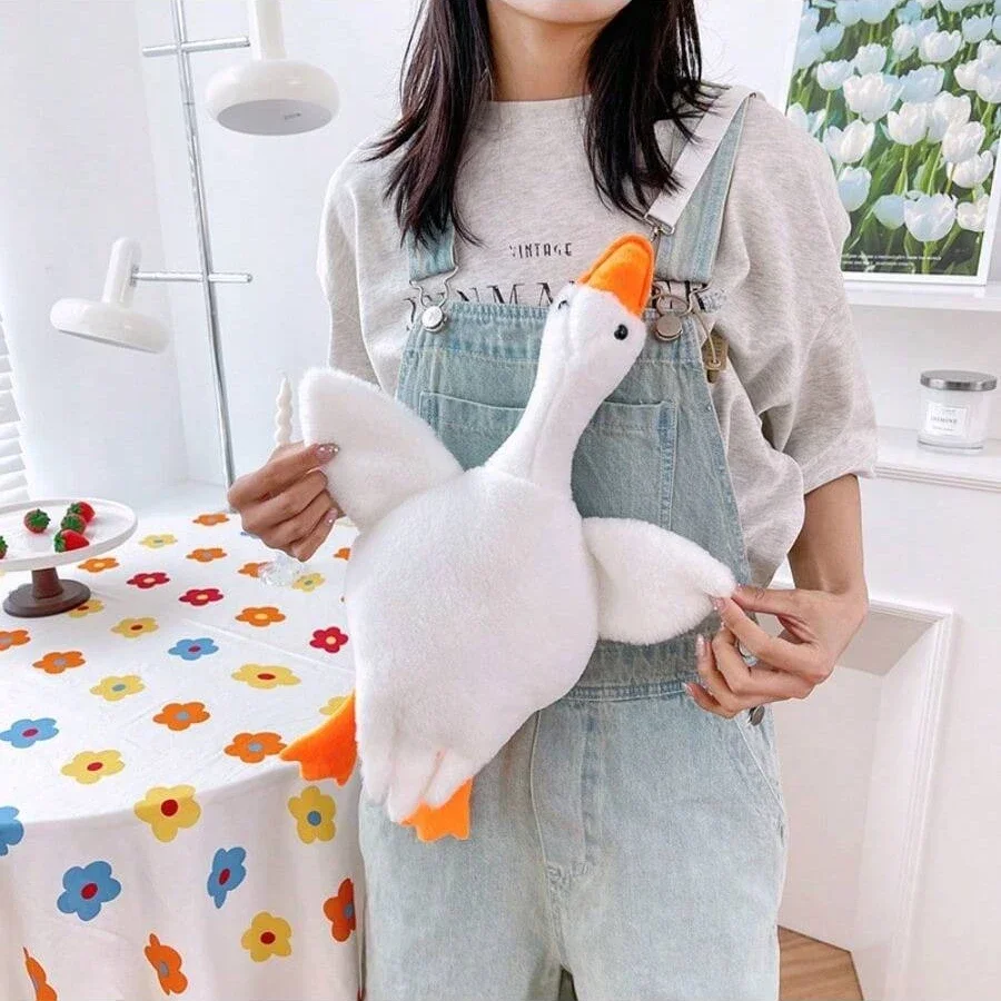 Cute Goose Plush Shoulder Bag Coin Purse Yellow Duck Plush Toys Kawaii Birthday Gift  Animal Stuffed Swan Goose Soft Dolls