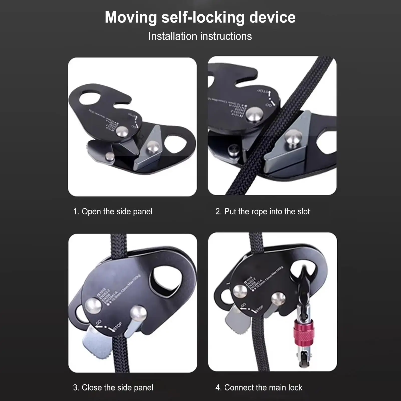 

Belay Device Self Locking Aluminum Adjustable Descender Rope Climbing Gear For Tree Rock Mountain Mountaineering Fire Escape
