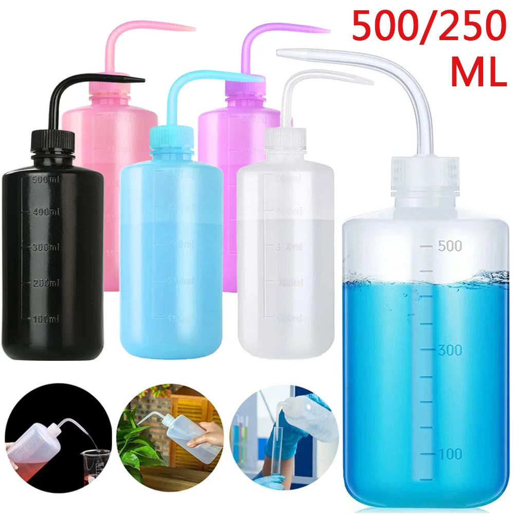 Bouteille de lavage pour tatouage 500/250 ml, 5 couleurs, flacon pulvérisateur économique en plastique à presser pour laboratoires médicaux et fournitures de tatouage