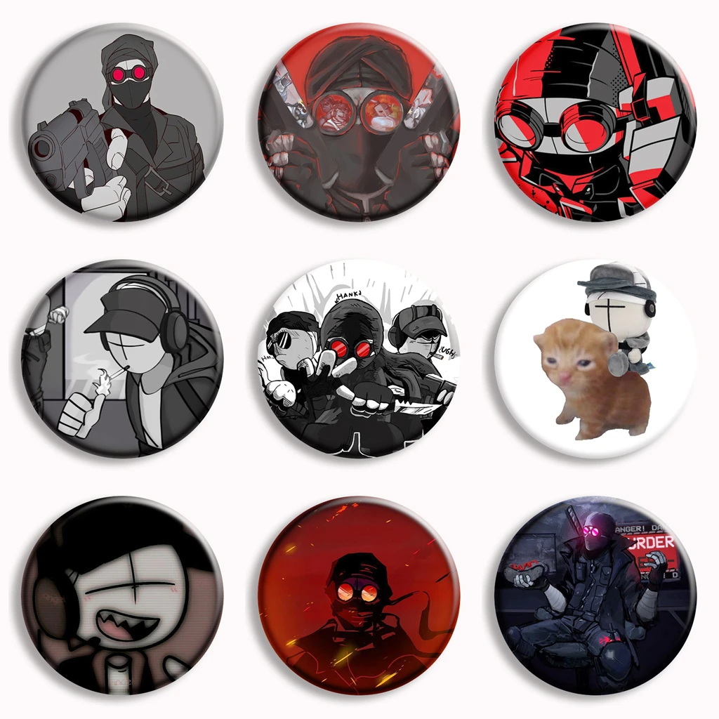 MADNESS COMBAT Hank Sharkrobot Fanart Soft Button Pin Auditor Hankito Funny Meme Brooch Badge Bag Decor Jewelry Gamer Collect