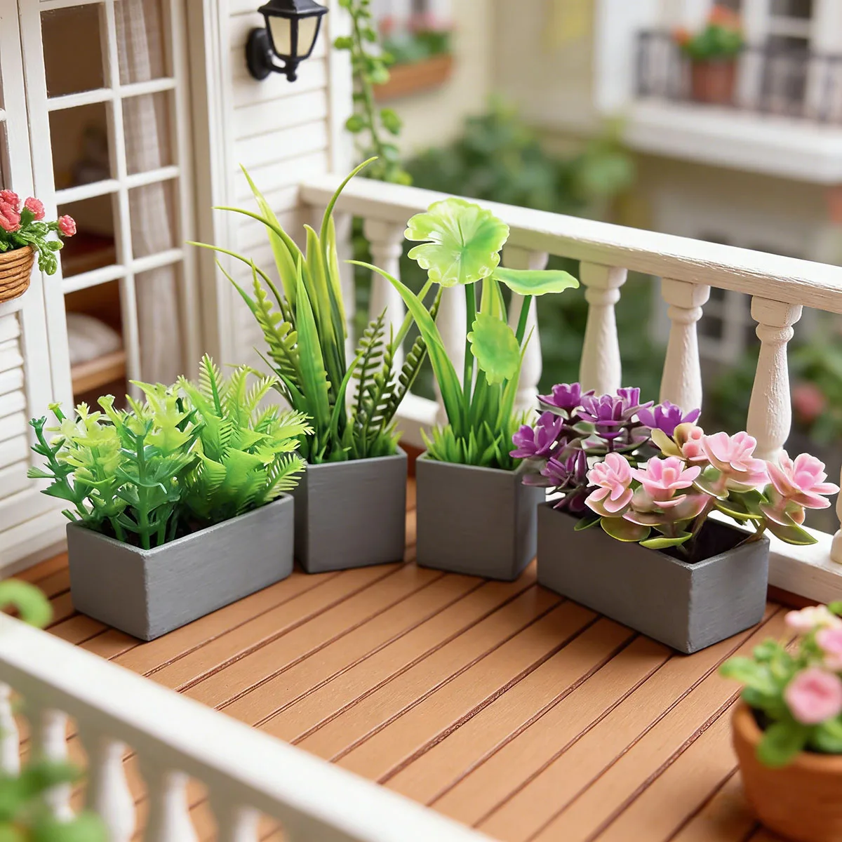 Dollhouse Accessories for Blythe Dolls, 1/8 & 1/12 Scale DIY Scene Models, Mini Photography Props, Modern Style Simulated Potted