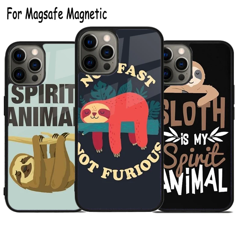 Sloths Spirit Animal Wireless Charge Magsafe Phone Case For iPhone 15 16 14 13 11 12 Pro Max Plus Magnetic Bumper Cover