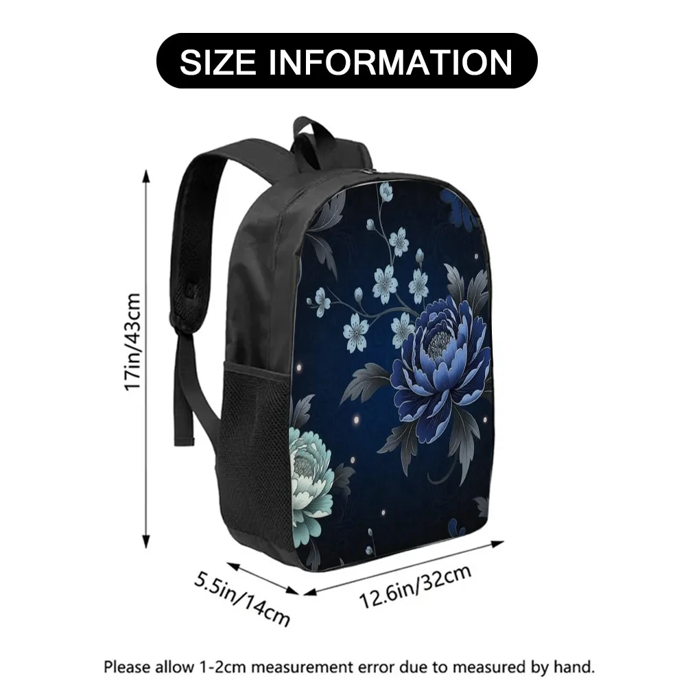 

1-Pack "Look" floral print backpack - dark background design, lightweight zipper opening and closing, suitable for students