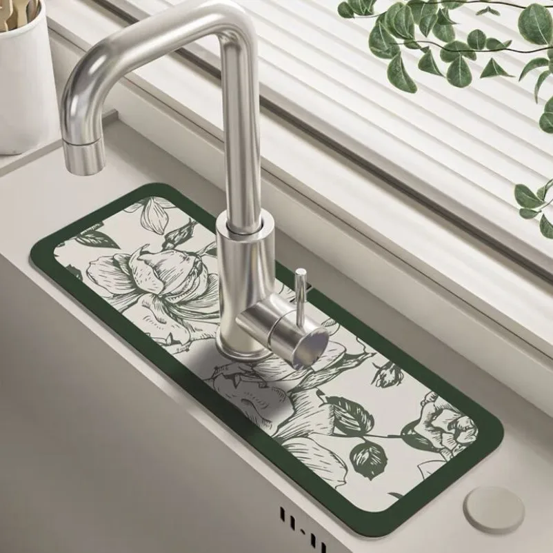 Luxury-style Bathroom Silica Mud Faucet Water Absorbent Pad Anti-splash Anti-mold Handwashing Basin Toilet Seat Cup Pad Decor