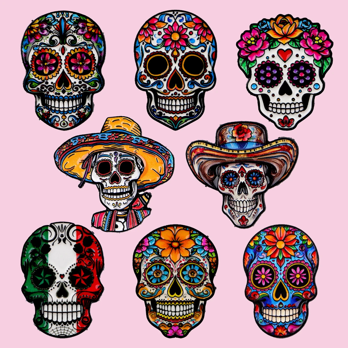 

Mix 8pcs/set Straw Hat Skull Enamel Pin Flowers Metal Brooch Backpack Hat Bag Collar Lapel Badges Fashion Jewelry Halloween Gift