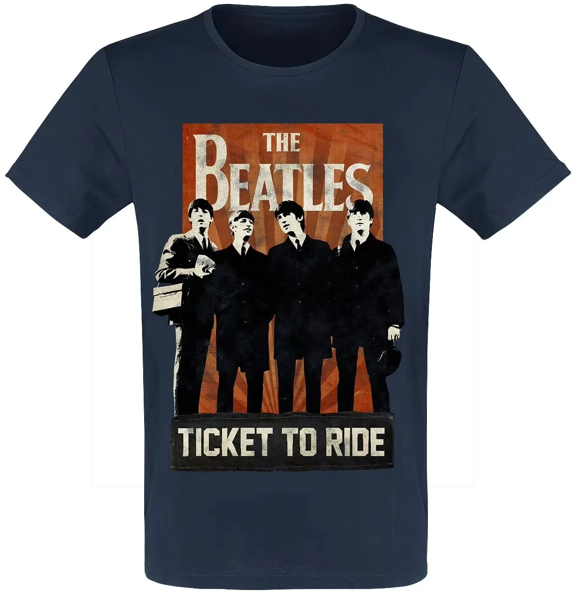 The Beatles Classic Logo Unisex Cotton T-shirt Drop-T Font Print Retro Rock Casual Tee