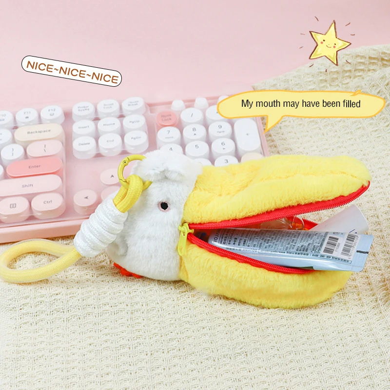 Cartoon Cute Pelican Pencil Cases Plush Makeup Bag Stationery Storage Bag Zero Wallet Cartoon Pencil Pouch School Supplies