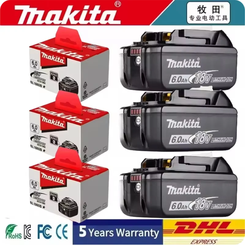 bl1860 Original makita 18v Li-Ion Battery 5Ah/6Ah For Makita TW004G LXT BL1830 BL1815 BL1860 BL1840 BL1850 TW251D TD251DZ DTD171