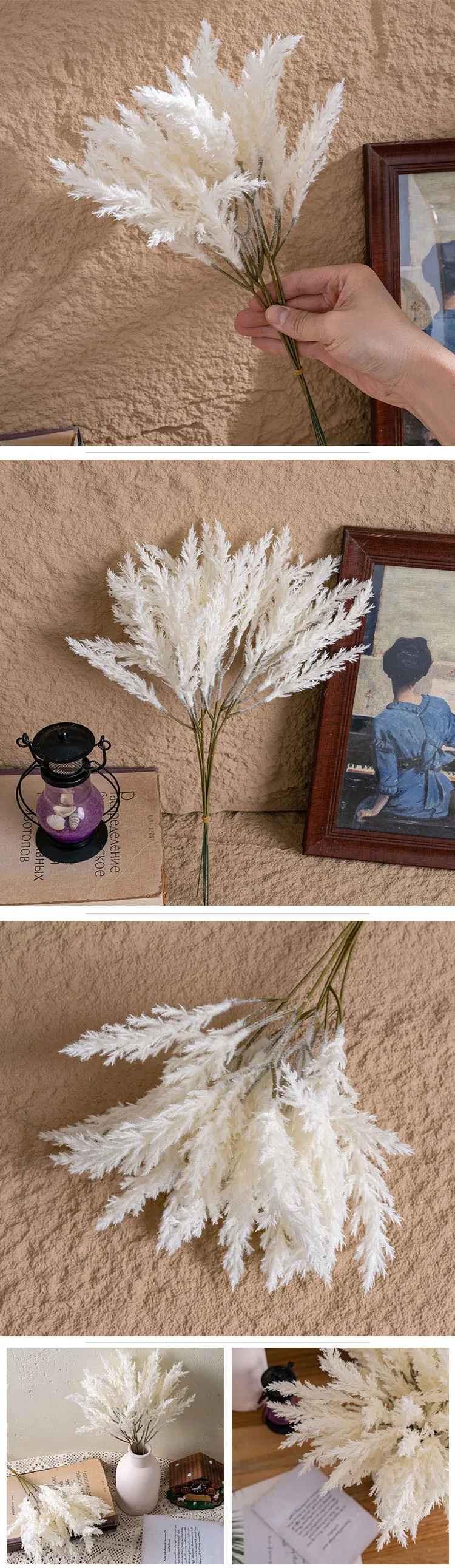 Künstliche Astilbe Chinensis Brautblumen, beige, künstliche Pflanzen, Pampas, Rime-Blumenstrauß, Blume für Hochzeit, Party, Raumdekoration – Detail 4
