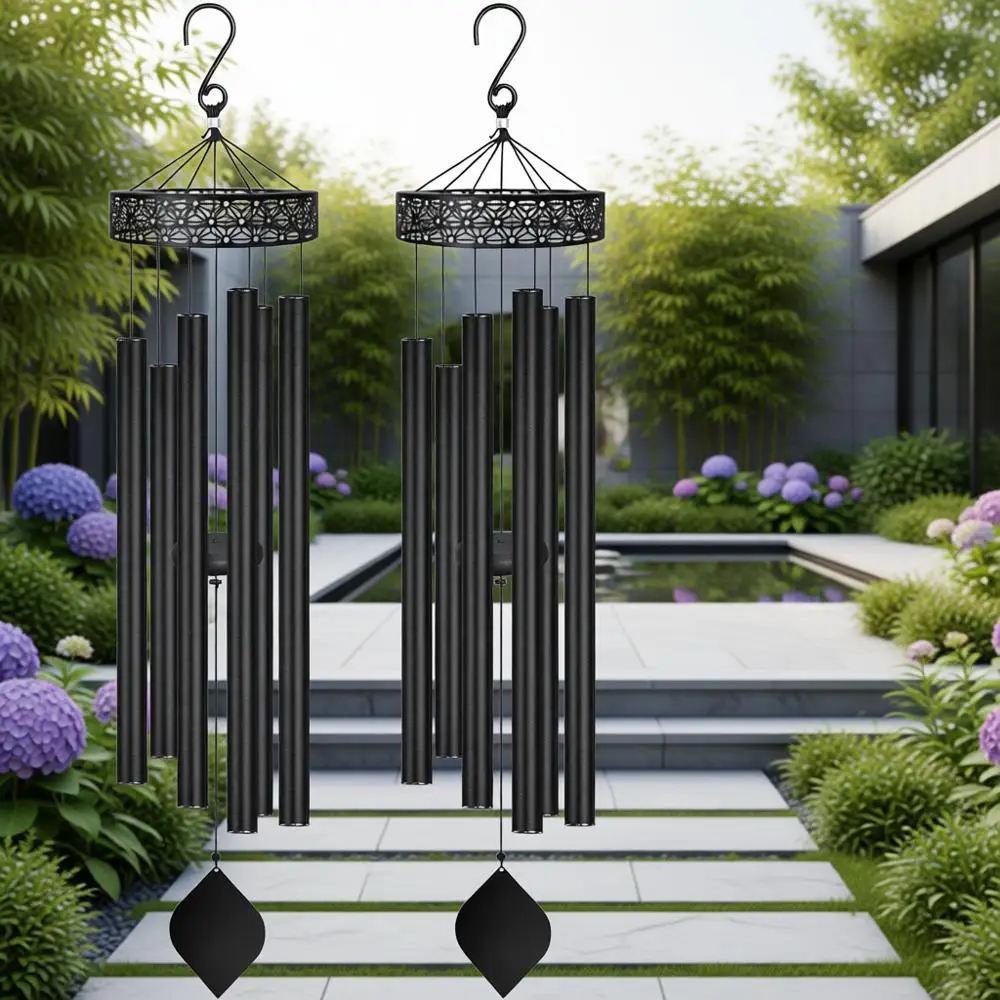 

50 уличных колокольчиков глубокого тона, мемориальный дань для мамы и папы, идеальный подарок на новоселье для нового домашнего декора сада (черный)
