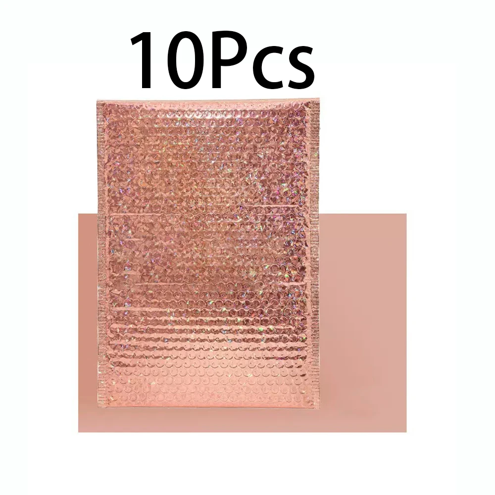 10Pcs Champagne Bubble Mailers Self Seal Waterproof Padded Envelopes Shockproof Mailing Bags for Jewelry Cosmetic Gift Shipping