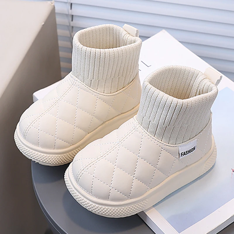 

Winter Snow Boots For Children Thick Warm Boy's Girl's Plush Boots Soft-soled Anti-slippery Kid's Warm Boots Cotton Shoes