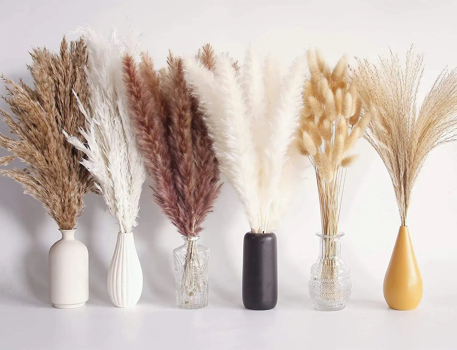 Dried Pampas Grass Bouquet Boho Table Decor Bunny Tails Dry Flower Pompas for Wedding Home Party Outdoor Fake Flowers Decoration