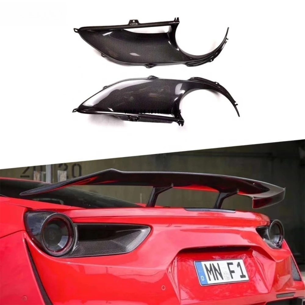 

Rear Bumper Carbon Fiber Cover Rear Tail Light Lamps Cover Lampshade for 488 GTB Spider 2015+