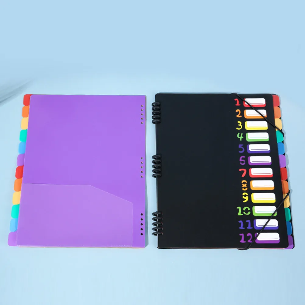 Plastic Expanding File Folder Organizer A4 Pockets Heavy Duty Spiral Binding Layer Design Color Coded Tabs Office