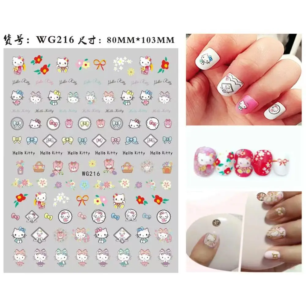 Hello kitty Collection Stickers Sanrio Character Nail Stickers Nail Art Stickers Party Makeup Misunderstanding Stickers Children