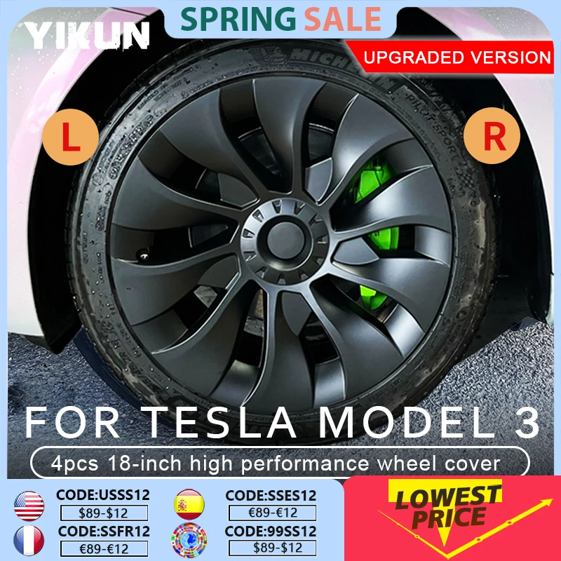 4PCS Kołpak do Tesla Model 3 18 cali Wymienny kołpak samochodowy Pełna osłona felgi Zestawy części samochodowych 2018-2023