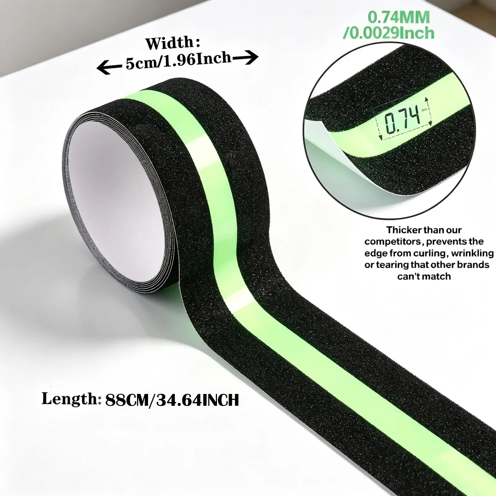 YITAPE Glow in the Dark Anti Slip Tape 5cm X 3M/5M Luminous Stair Grip Heavy Duty Waterproof Adhesive for Indoor Outdoor Steps