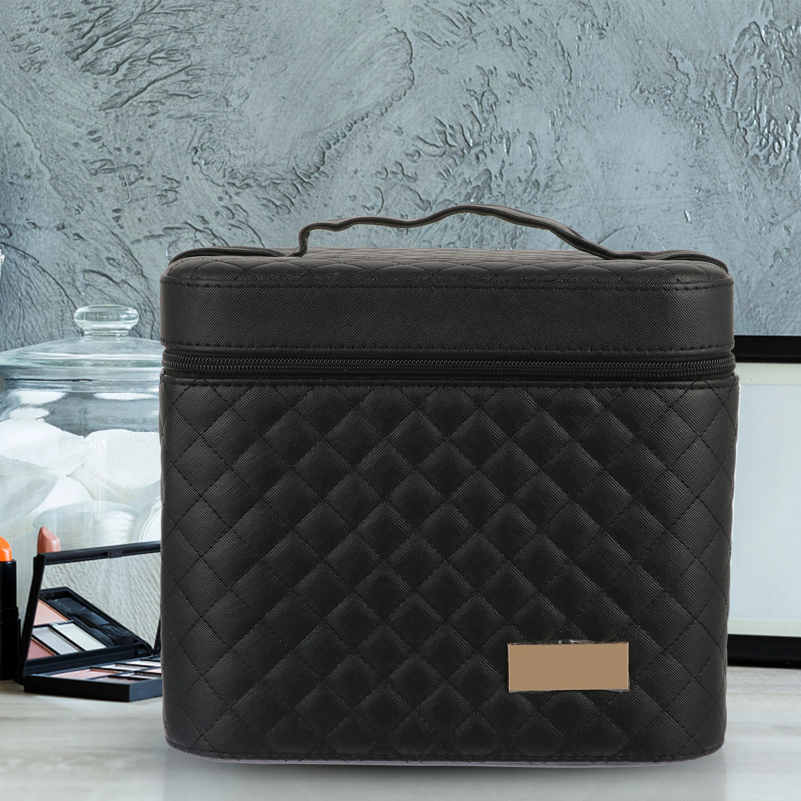 Bag PU Material Large Capacity Handheld Travel Toiletry Storage Organizer Dustproof Compartments Makeup Box