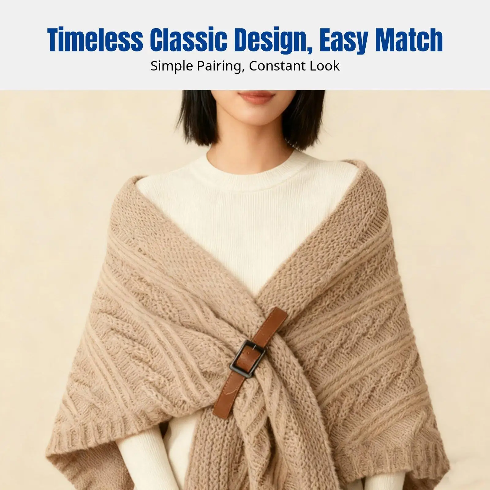 Shawl Wrap for Women Knit Cape Scarf Triangle Korean Fashion Warm Brushed Yarn for Travel Work Casual Outings