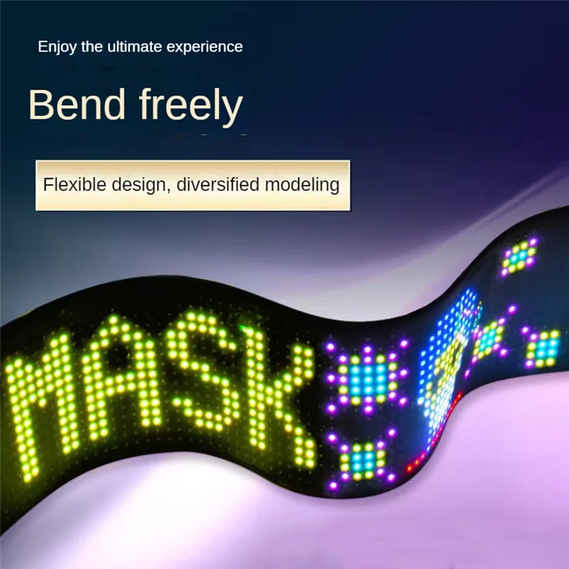 Pannello pixel LED, modulo LED flessibile USB 5V Display di animazione testo a scorrimento RGB, APP Bluetooth, 16X32 LED 7X17 cm Installazione semplice